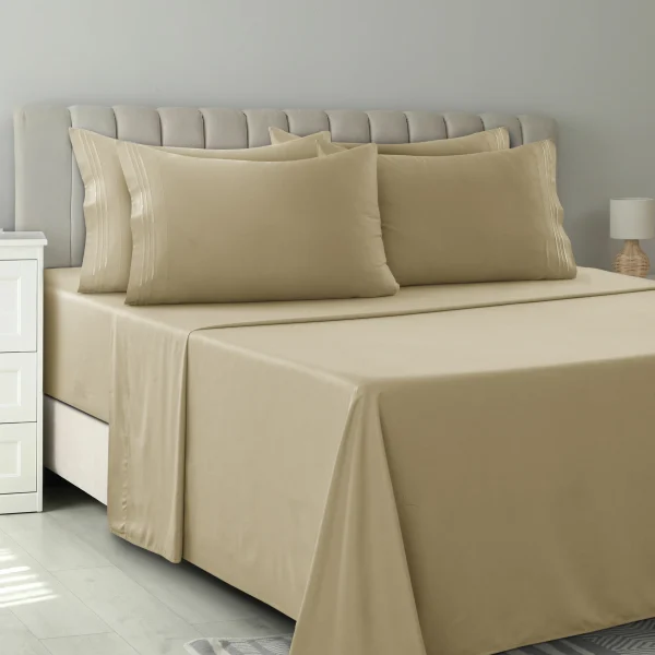6Pc Solid Sheet Set – Brushed Microfiber, 16" Deep Pockets