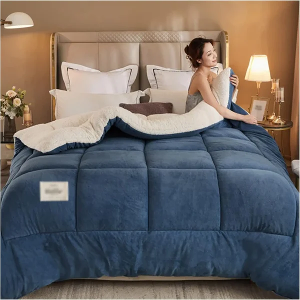Winter Weighted Quilt, 2-Sided Fleece & Milk Velvet, Heavy Warm Comforter