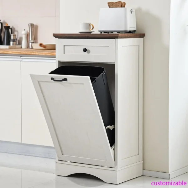 Tilt Out Wood Trash Cabinet Hideaway Drawer