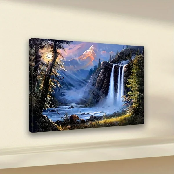 1pc Framed Waterfall Landscape Canvas Art Print