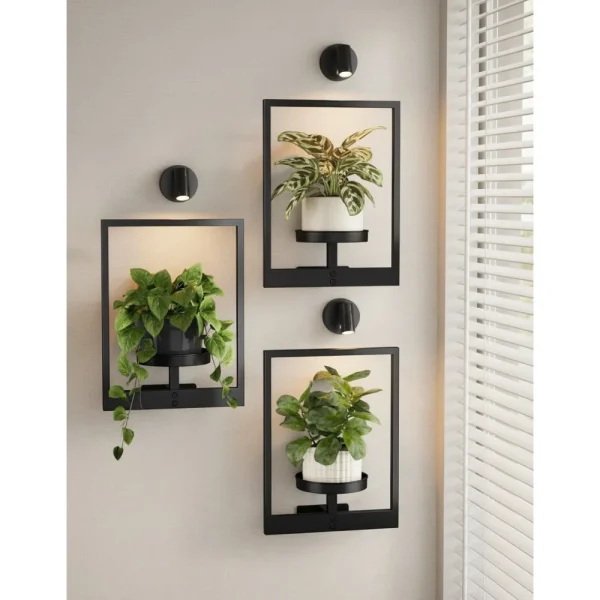 3-Pack Wall Planters with Lights Living Room/Outdoors