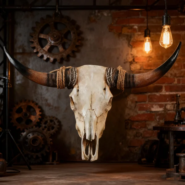 Rustic Style Bull Skull, Large Longhorn, Handmade Western Decor
