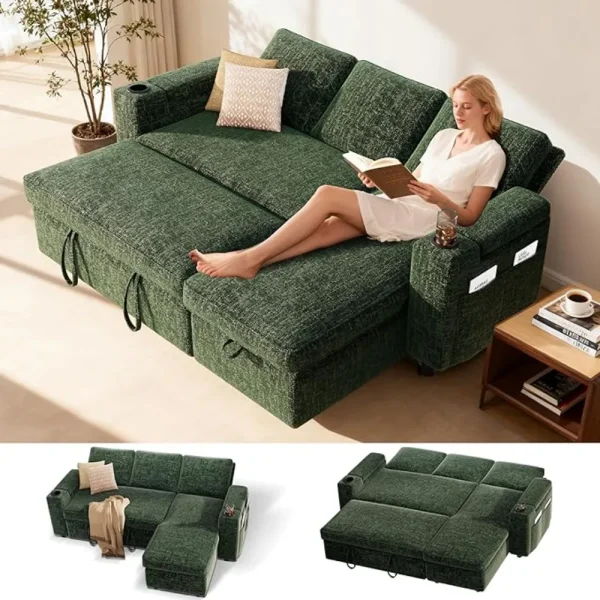 3-in-1 L-Shaped Sleeper Sofa Bed