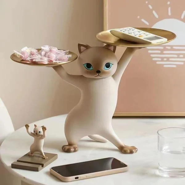 Resin Desktop Candy Storage Art Crafts Kitten Table Accessories