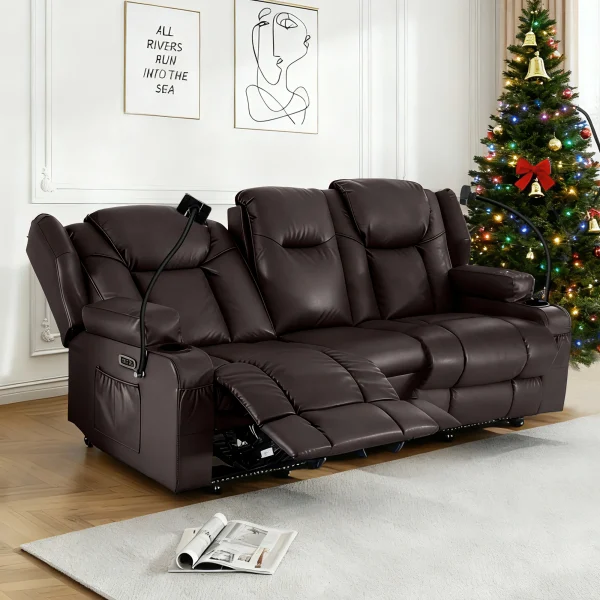 Loveseat Electric Recliner Sofa for Seniors, Massage and Heat