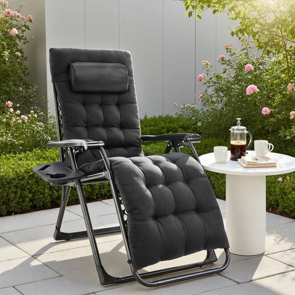 Zero Gravity Recliner Lounge Chair Folding Portable with Cup Holder Trays