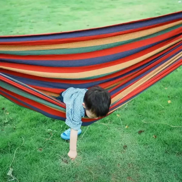 Camping Hammock Thickened Double Hammock Canvas Cotton Hammock with Tree Straps